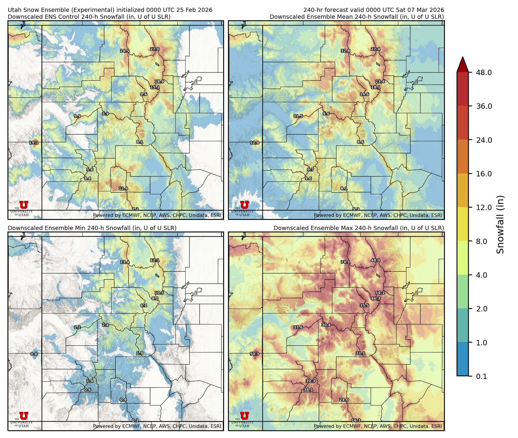 Latest NAEFS total precipitation forecast