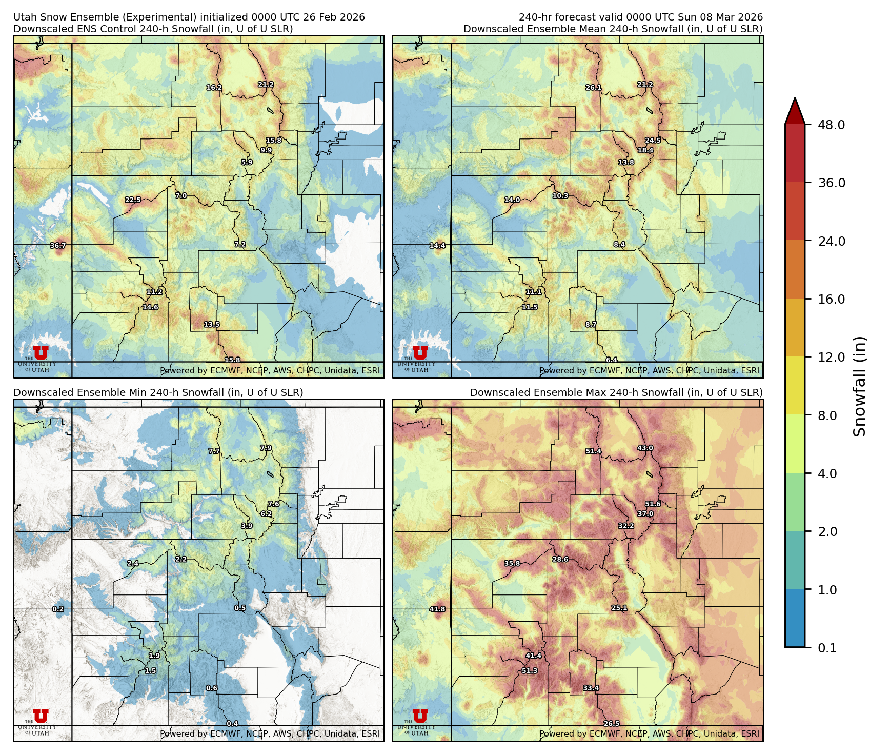 Latest NAEFS total precipitation forecast