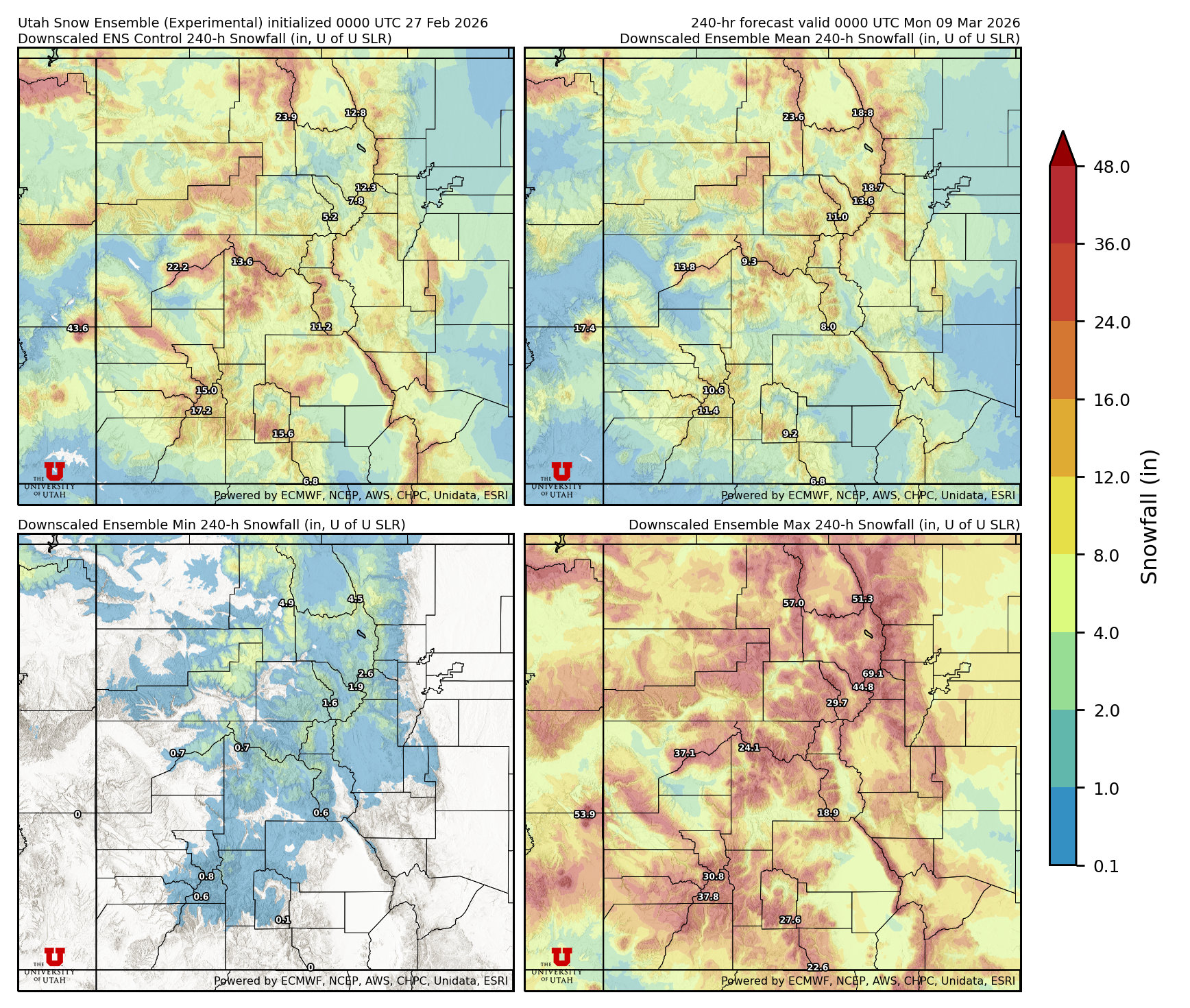 Latest NAEFS total precipitation forecast
