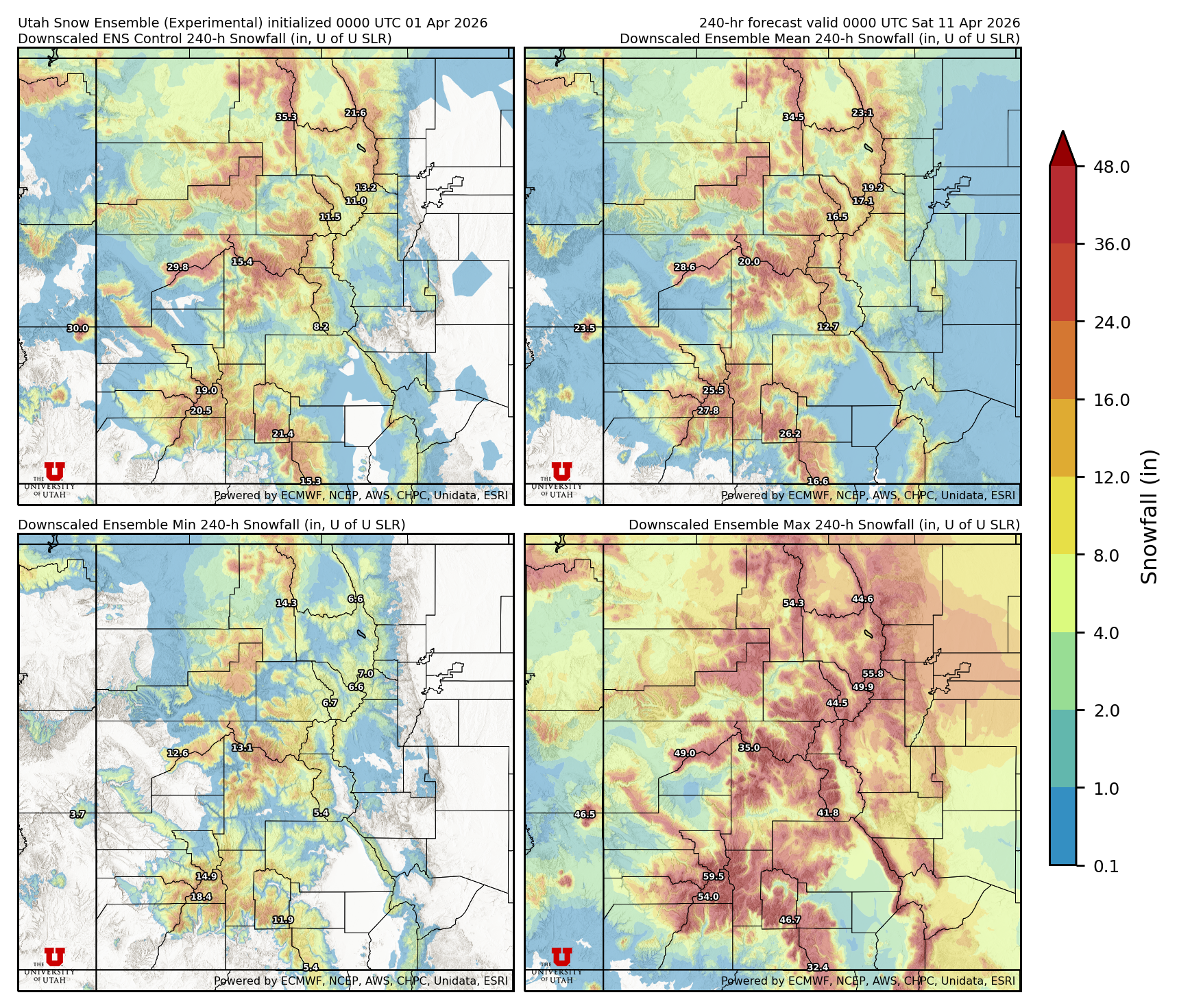 Latest NAEFS total precipitation forecast