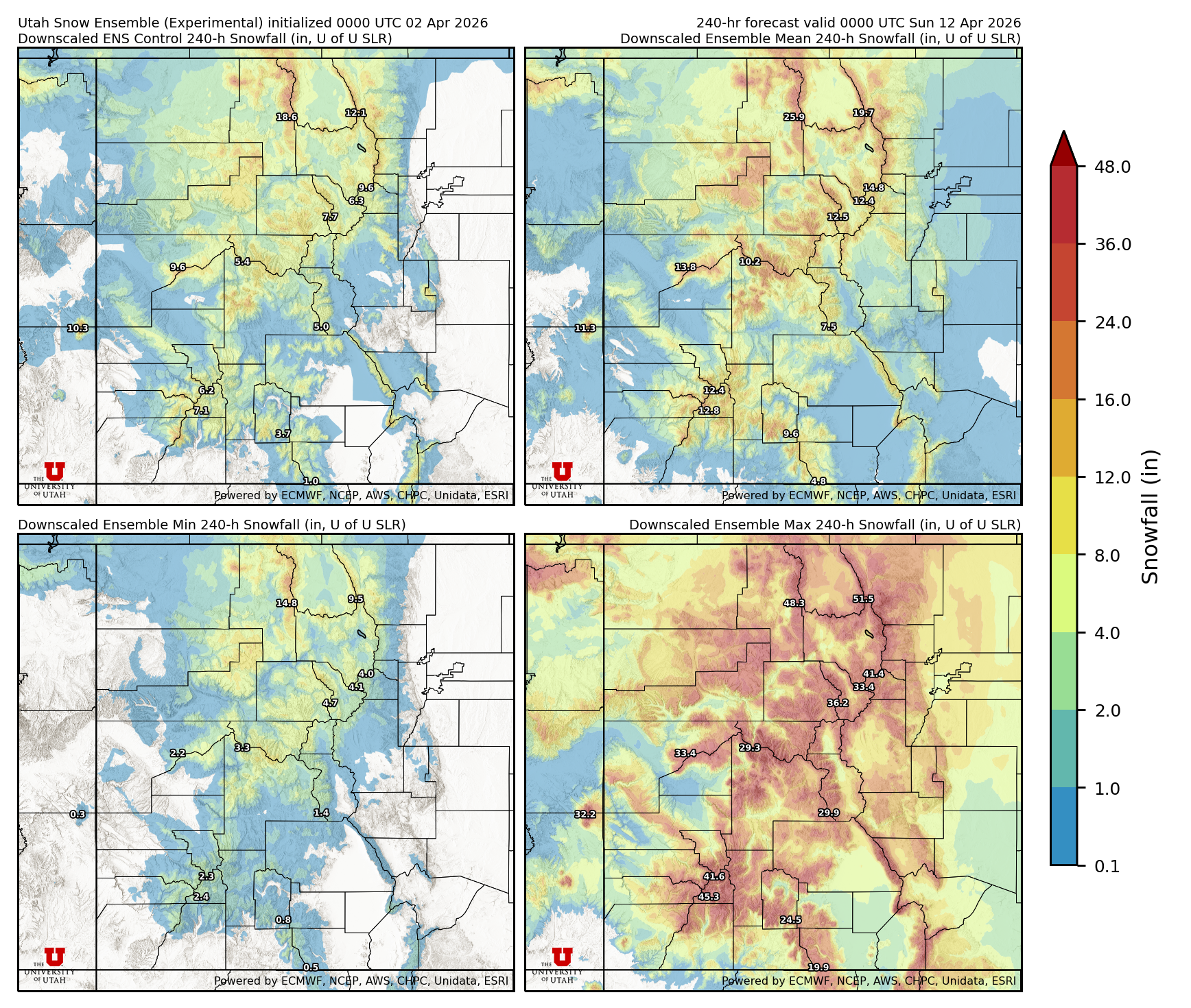 Latest NAEFS total precipitation forecast
