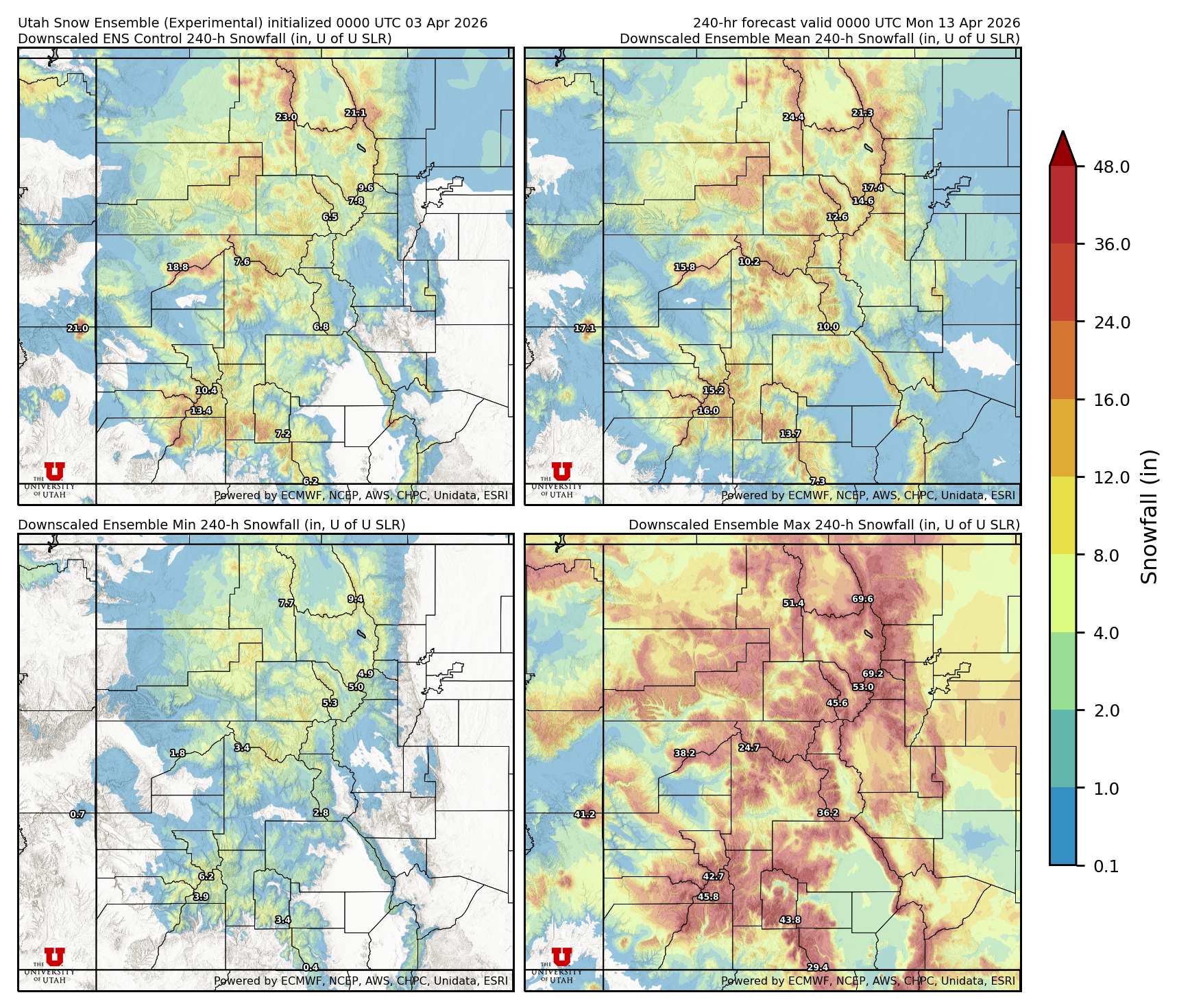 Latest NAEFS total precipitation forecast