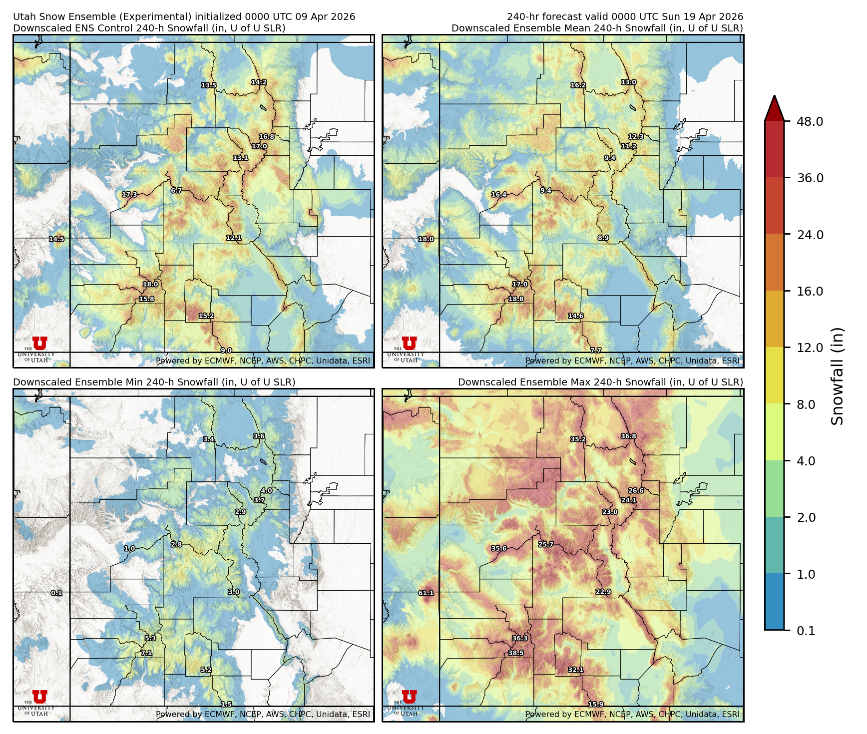 Latest NAEFS total precipitation forecast