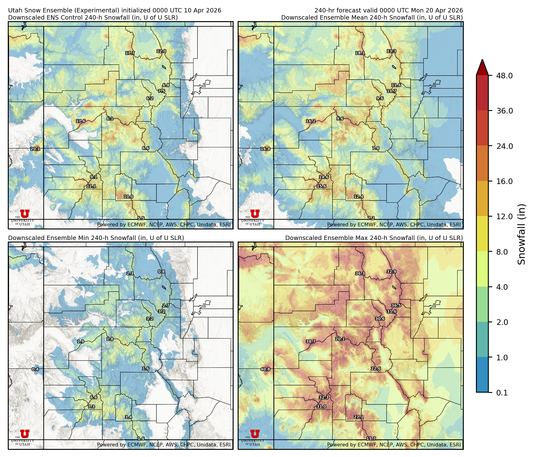 Latest NAEFS total precipitation forecast