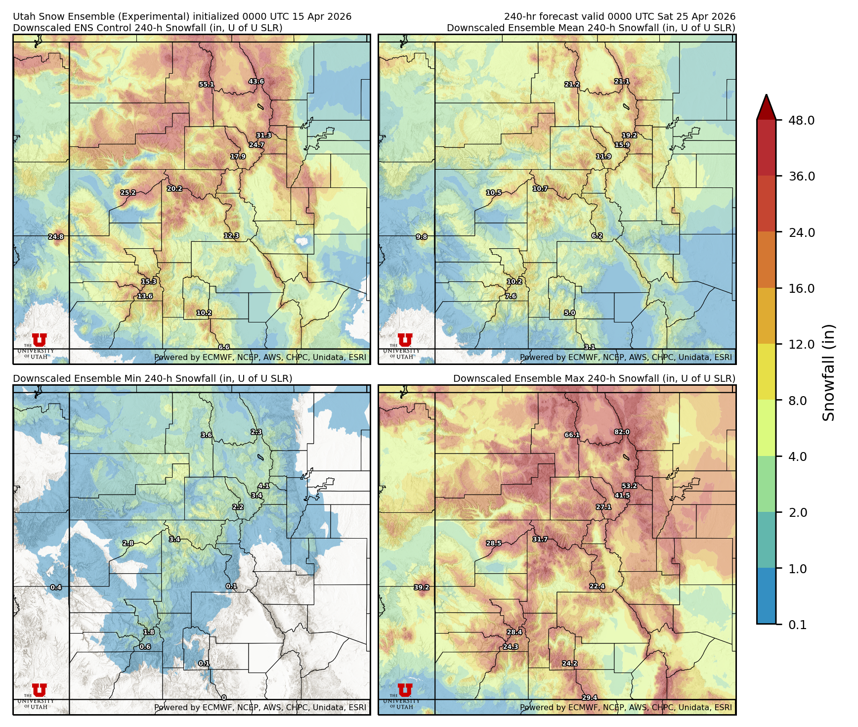 Latest NAEFS total precipitation forecast