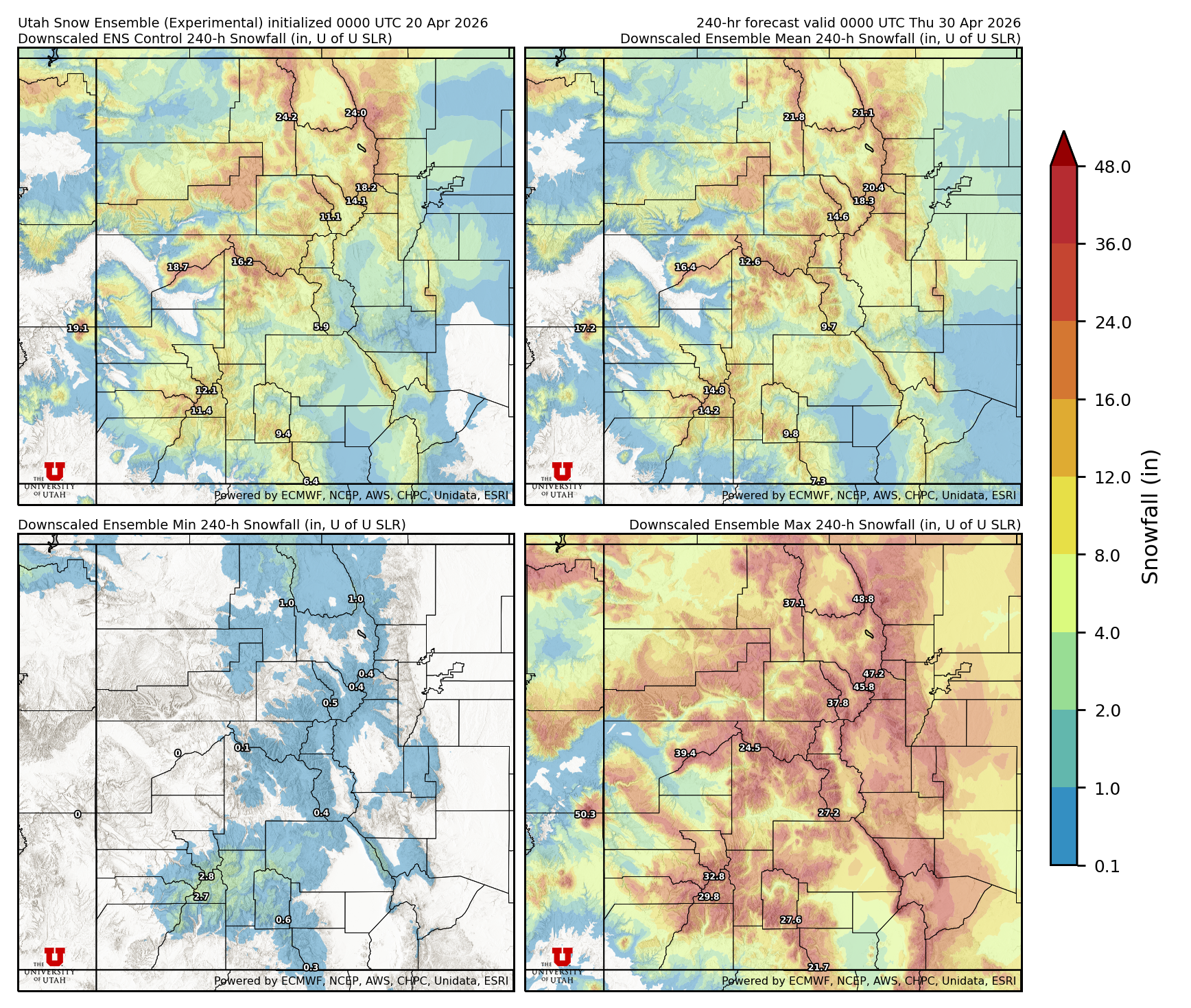 Latest NAEFS total precipitation forecast