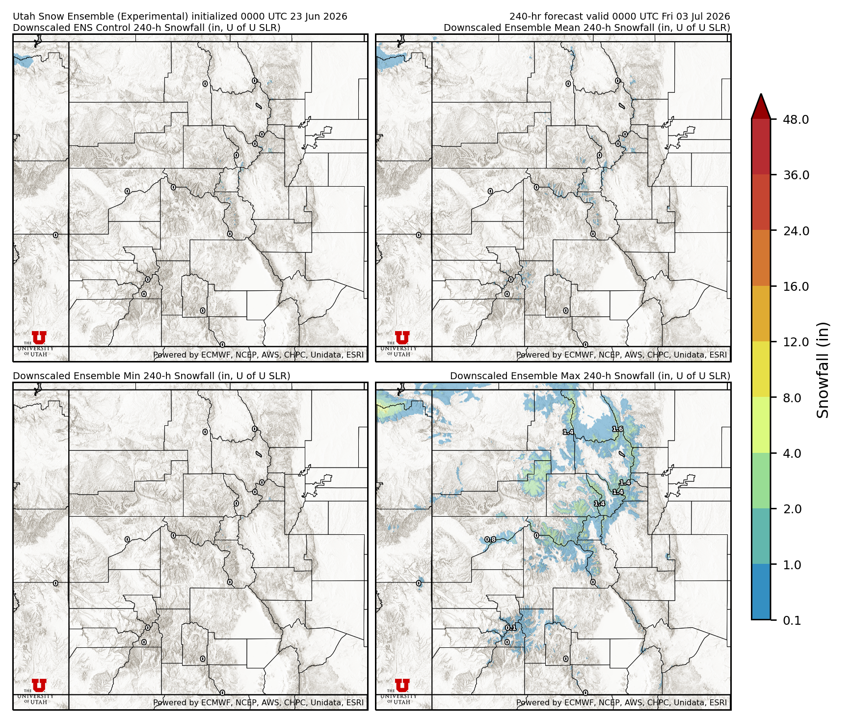 Latest NAEFS total precipitation forecast