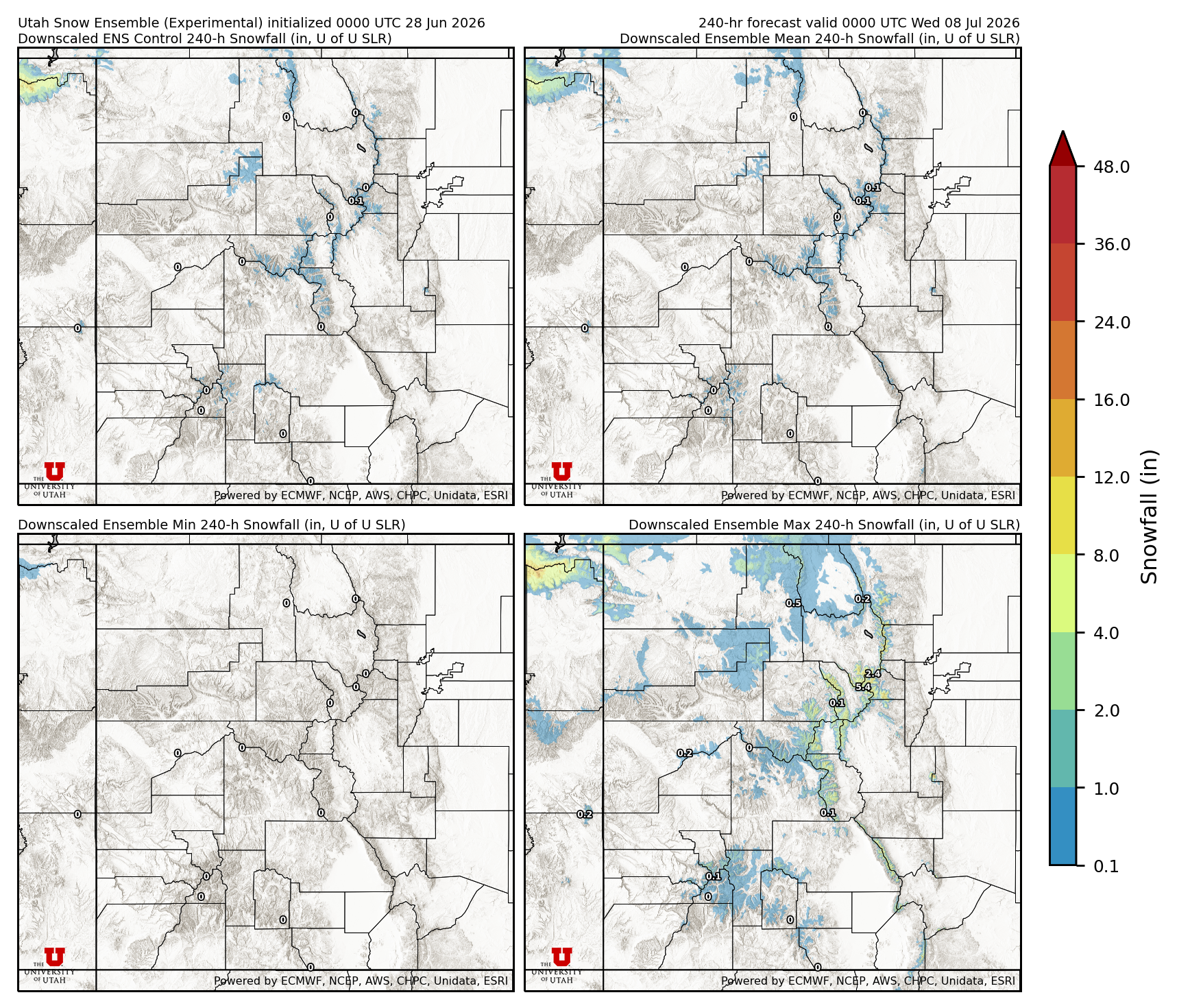 Latest NAEFS total precipitation forecast
