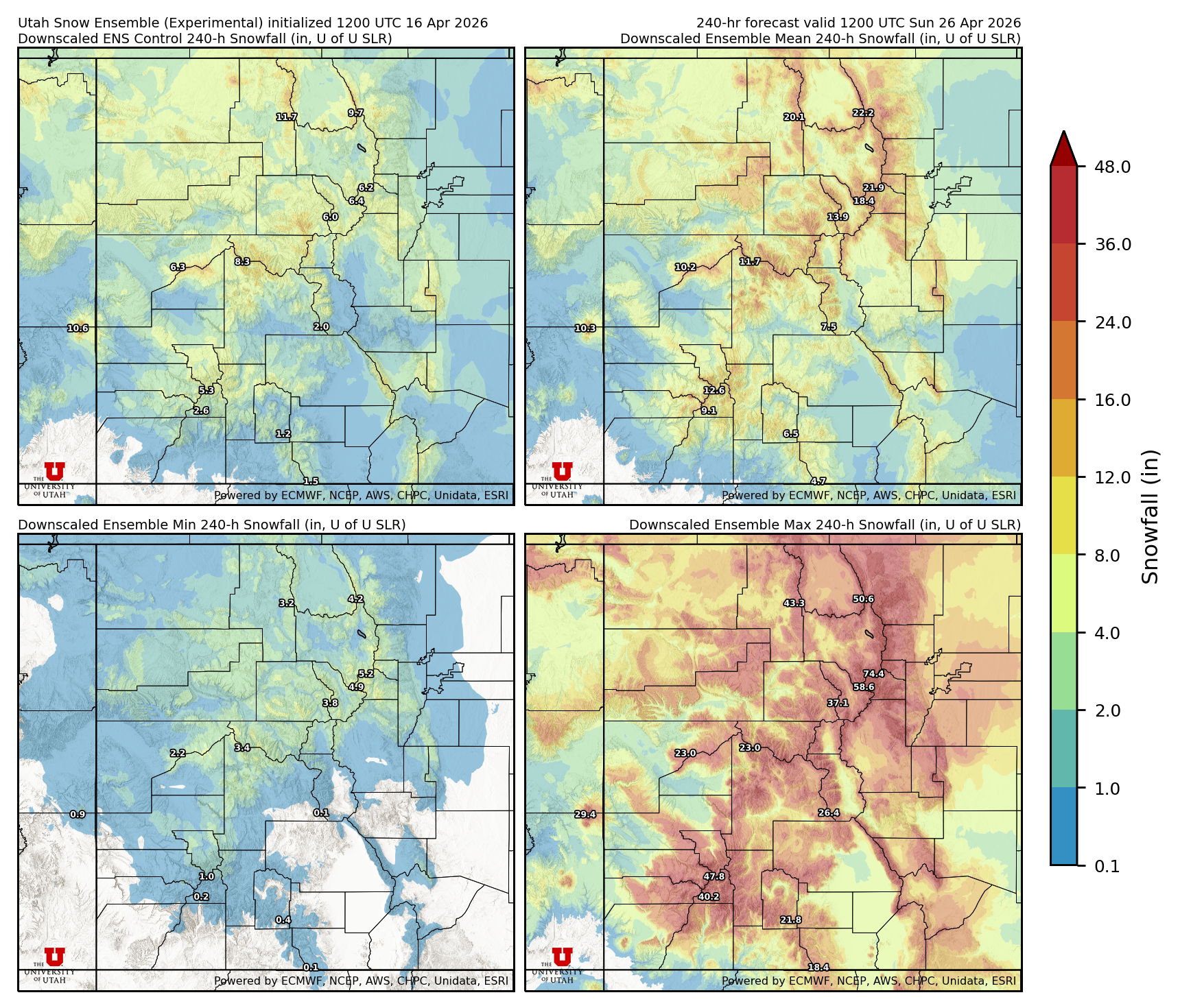 Latest NAEFS total precipitation forecast