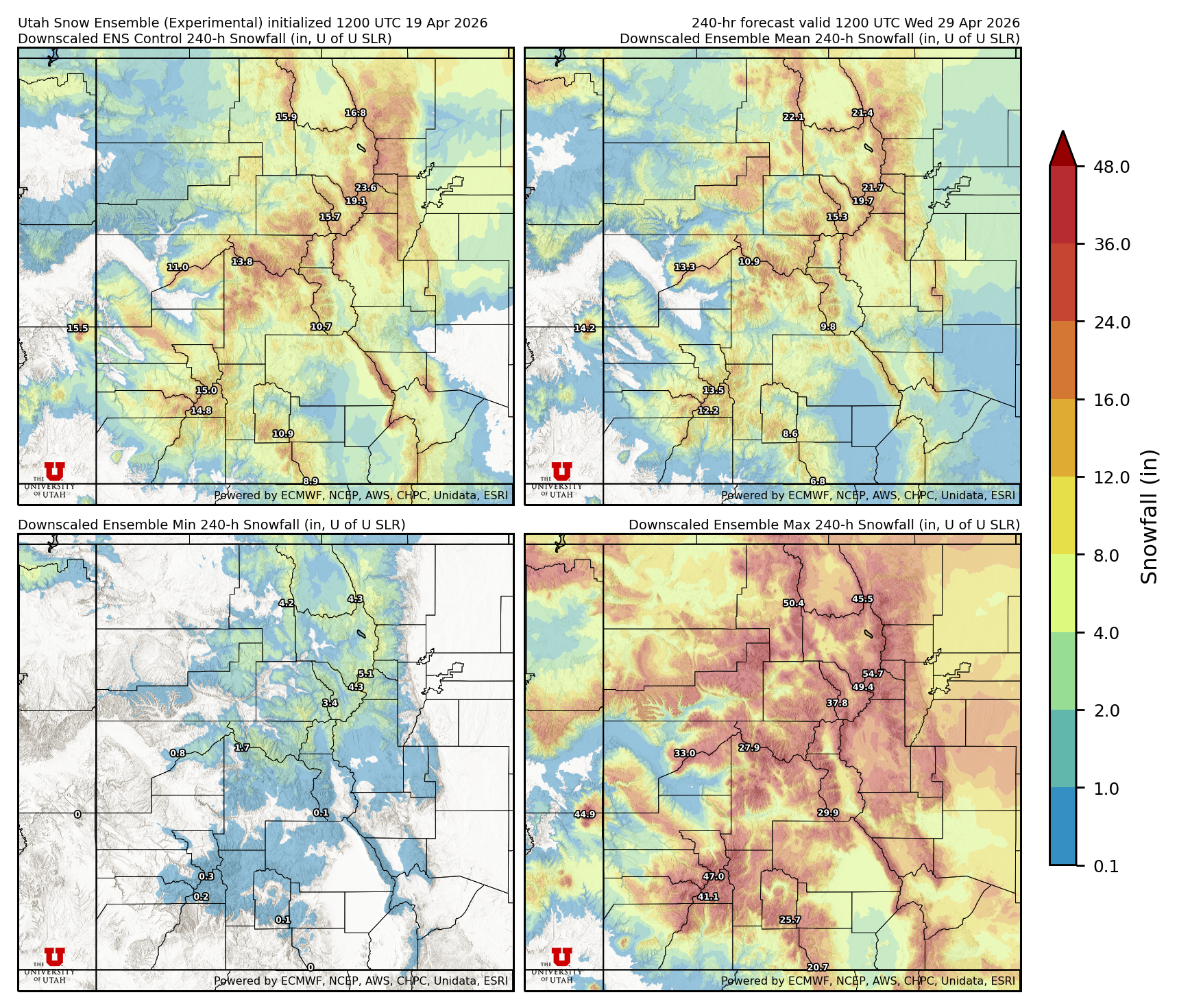 Latest NAEFS total precipitation forecast