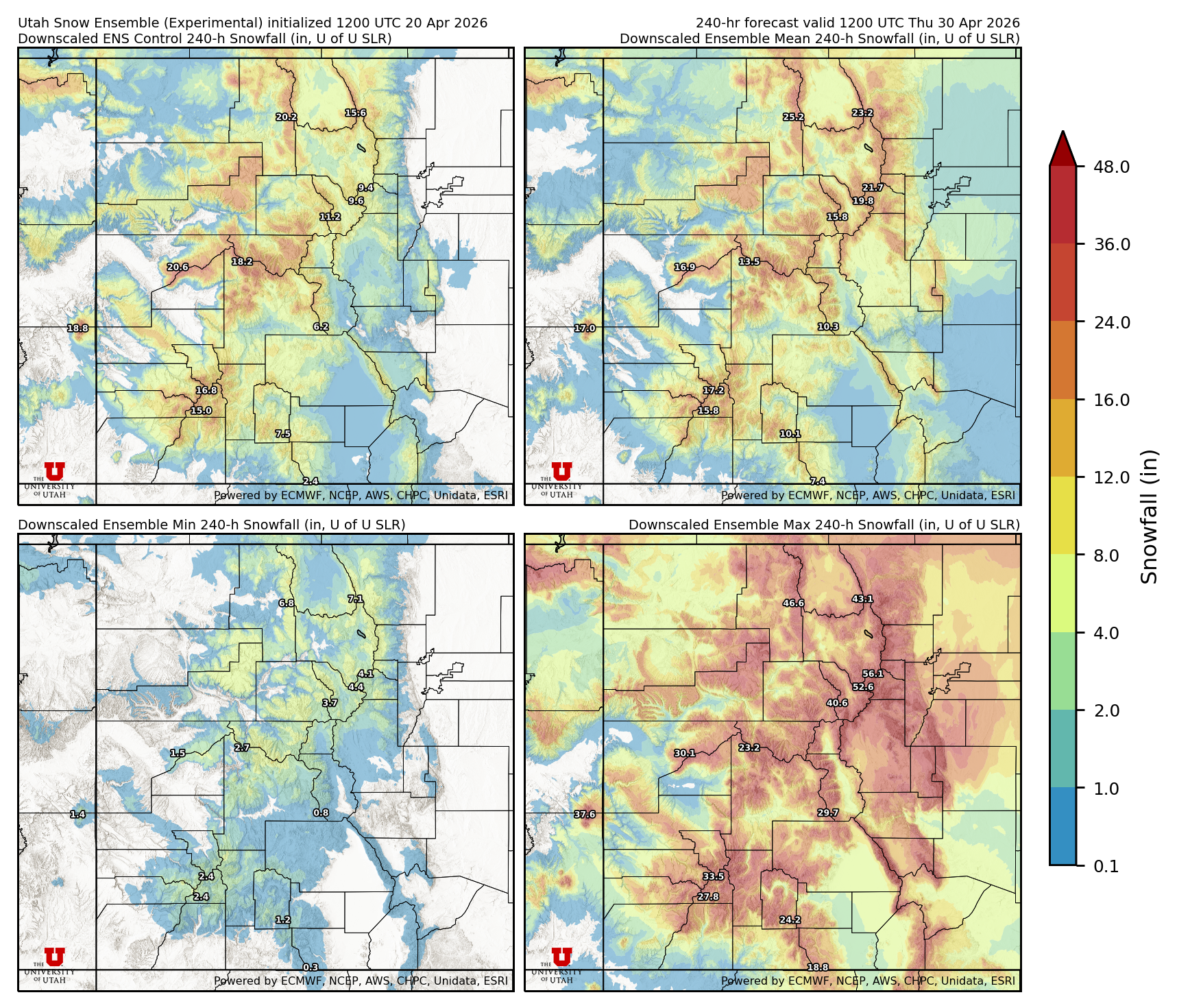 Latest NAEFS total precipitation forecast