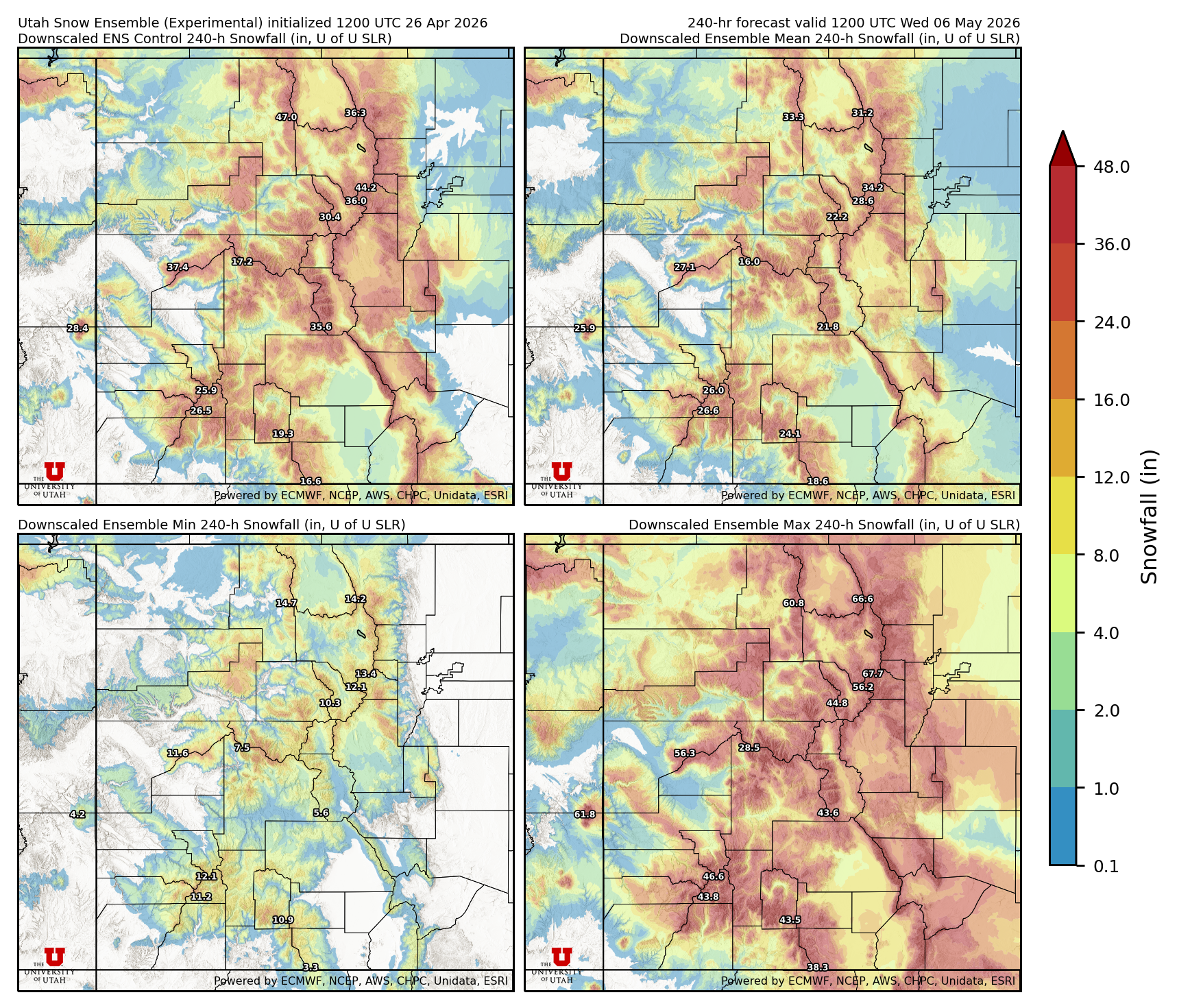 Latest NAEFS total precipitation forecast
