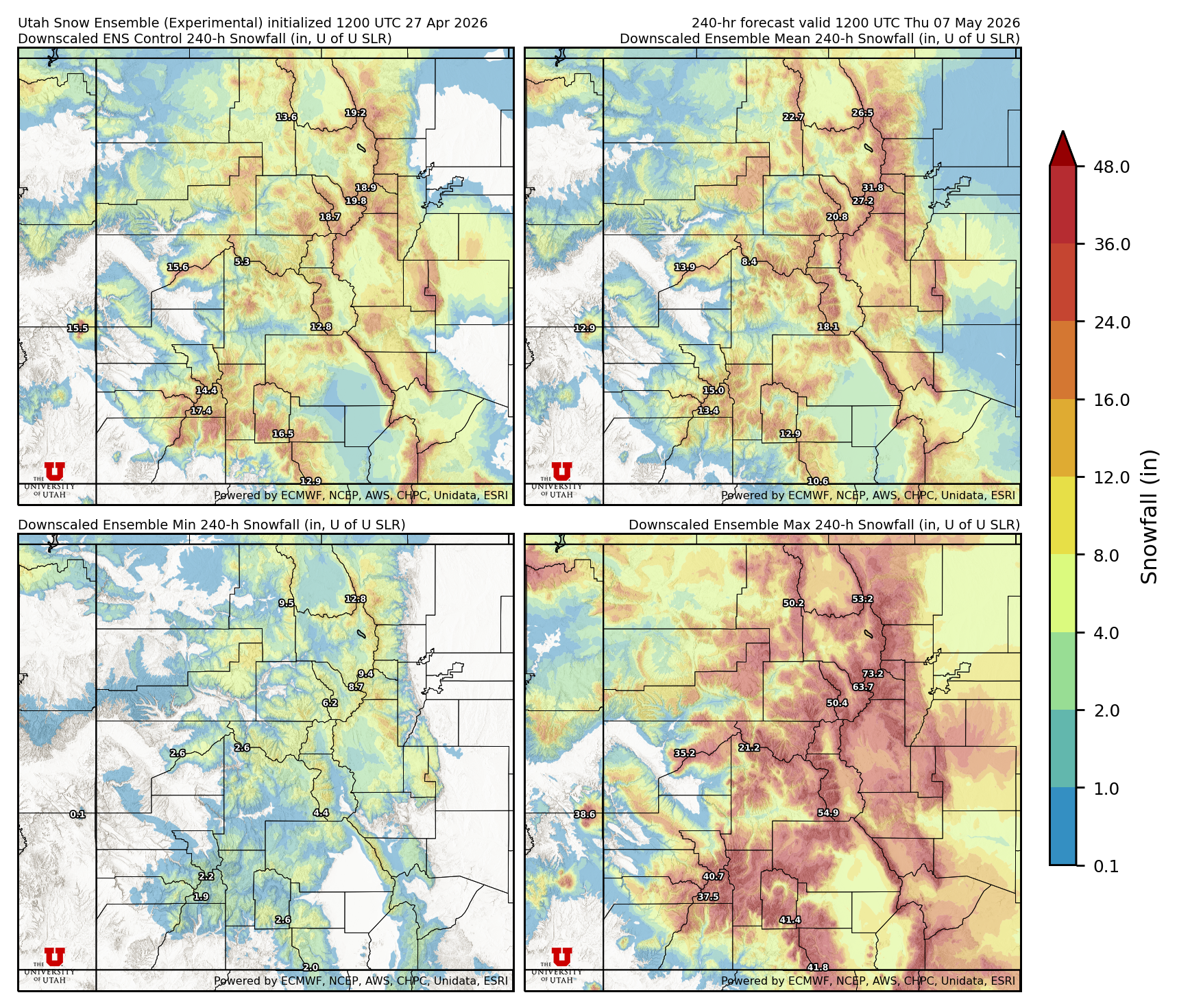 Latest NAEFS total precipitation forecast