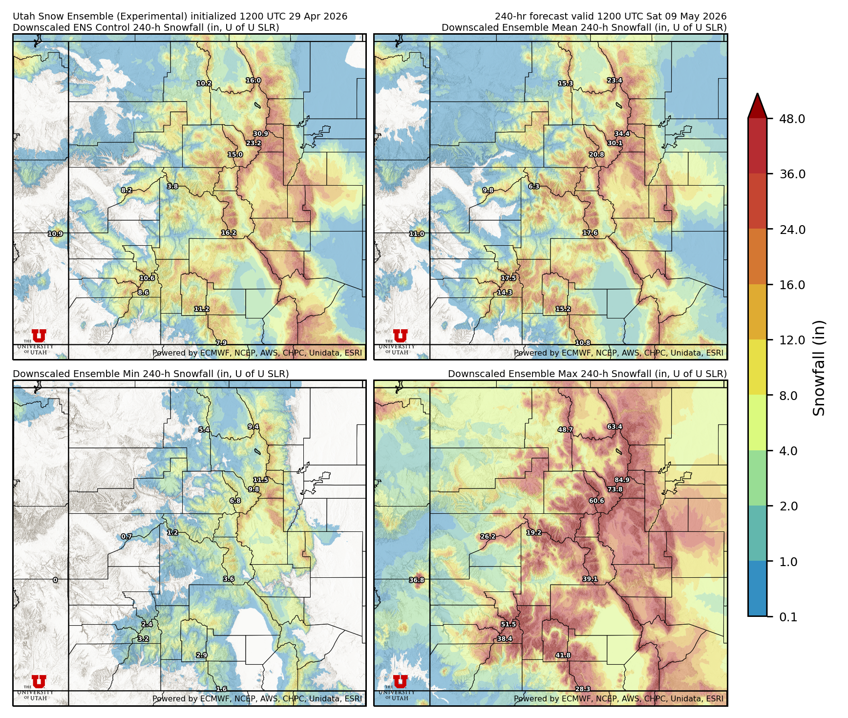 Latest NAEFS total precipitation forecast