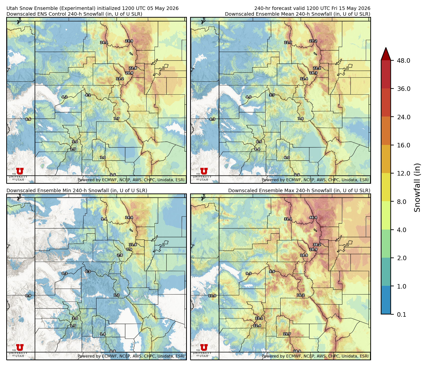 Latest NAEFS total precipitation forecast