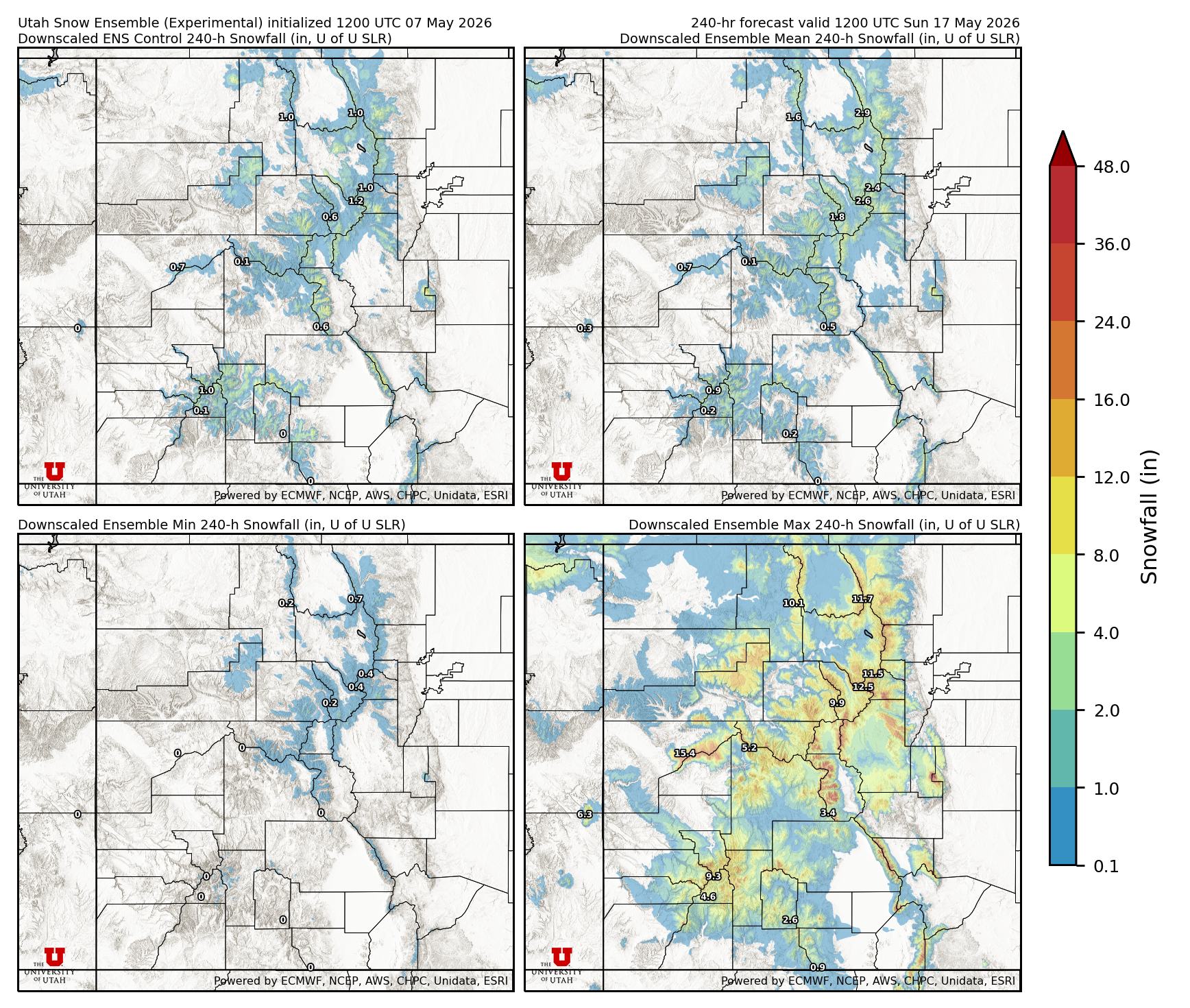 Latest NAEFS total precipitation forecast