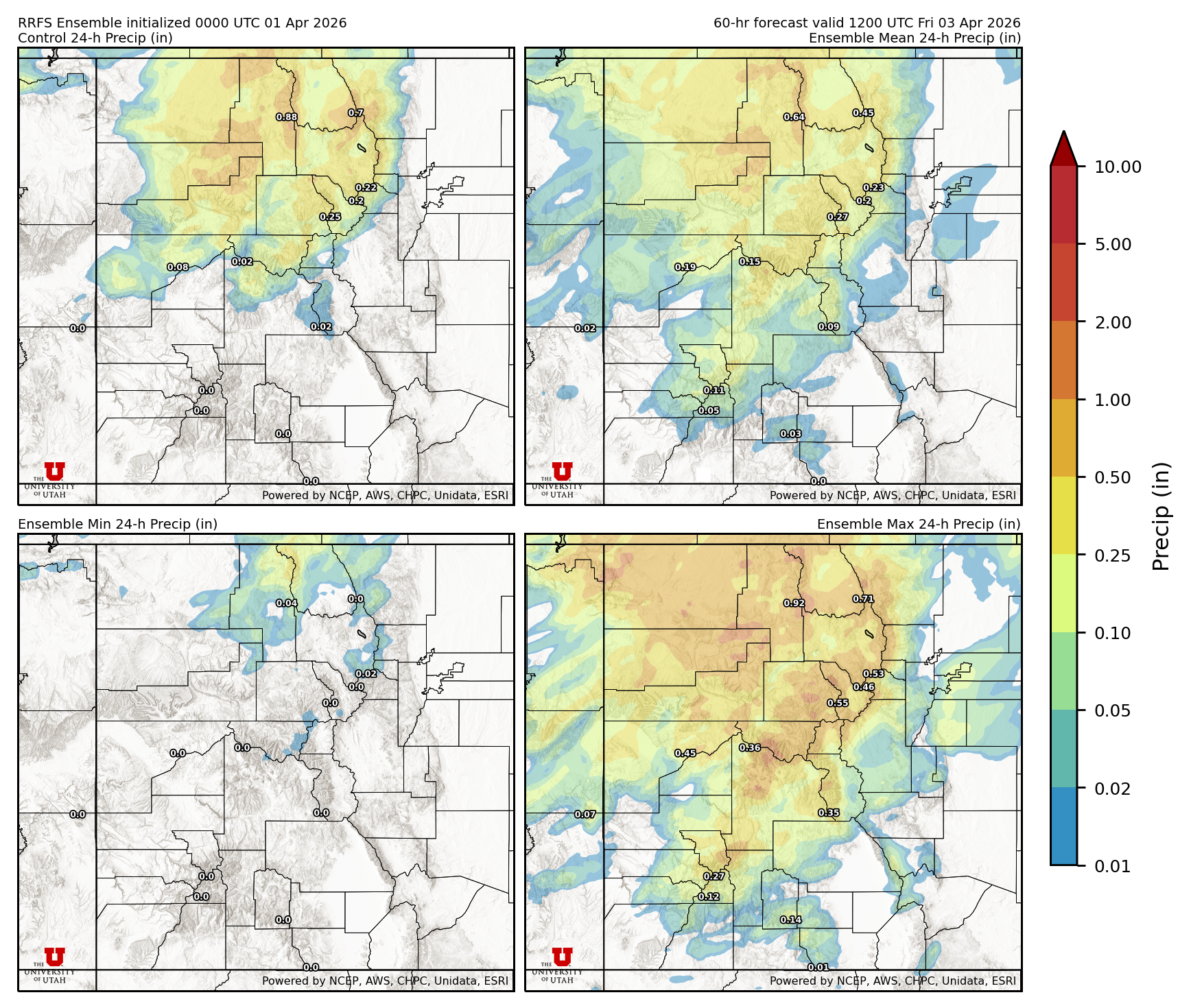 Latest RRFS total precipitation forecast