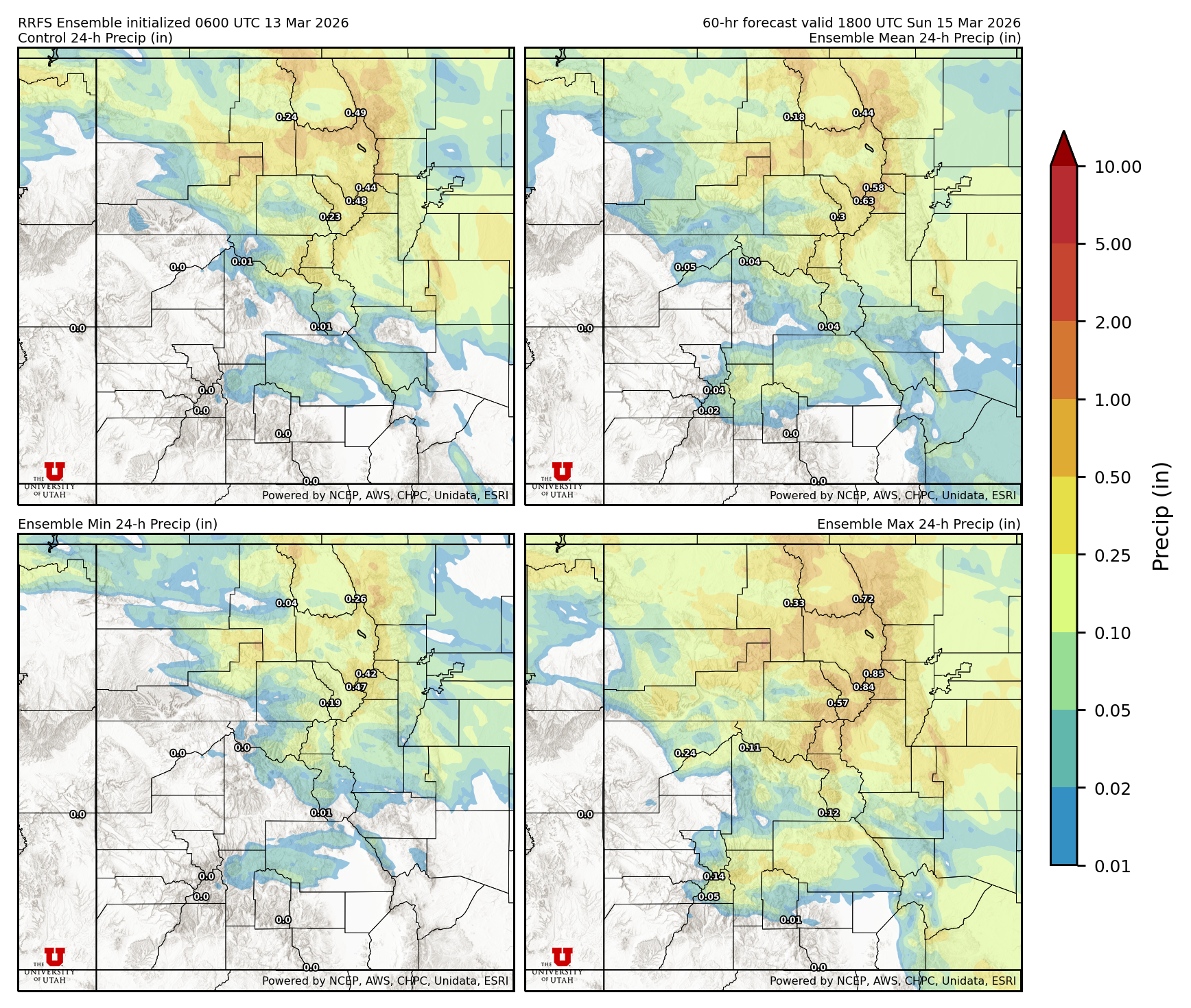 Latest RRFS total precipitation forecast