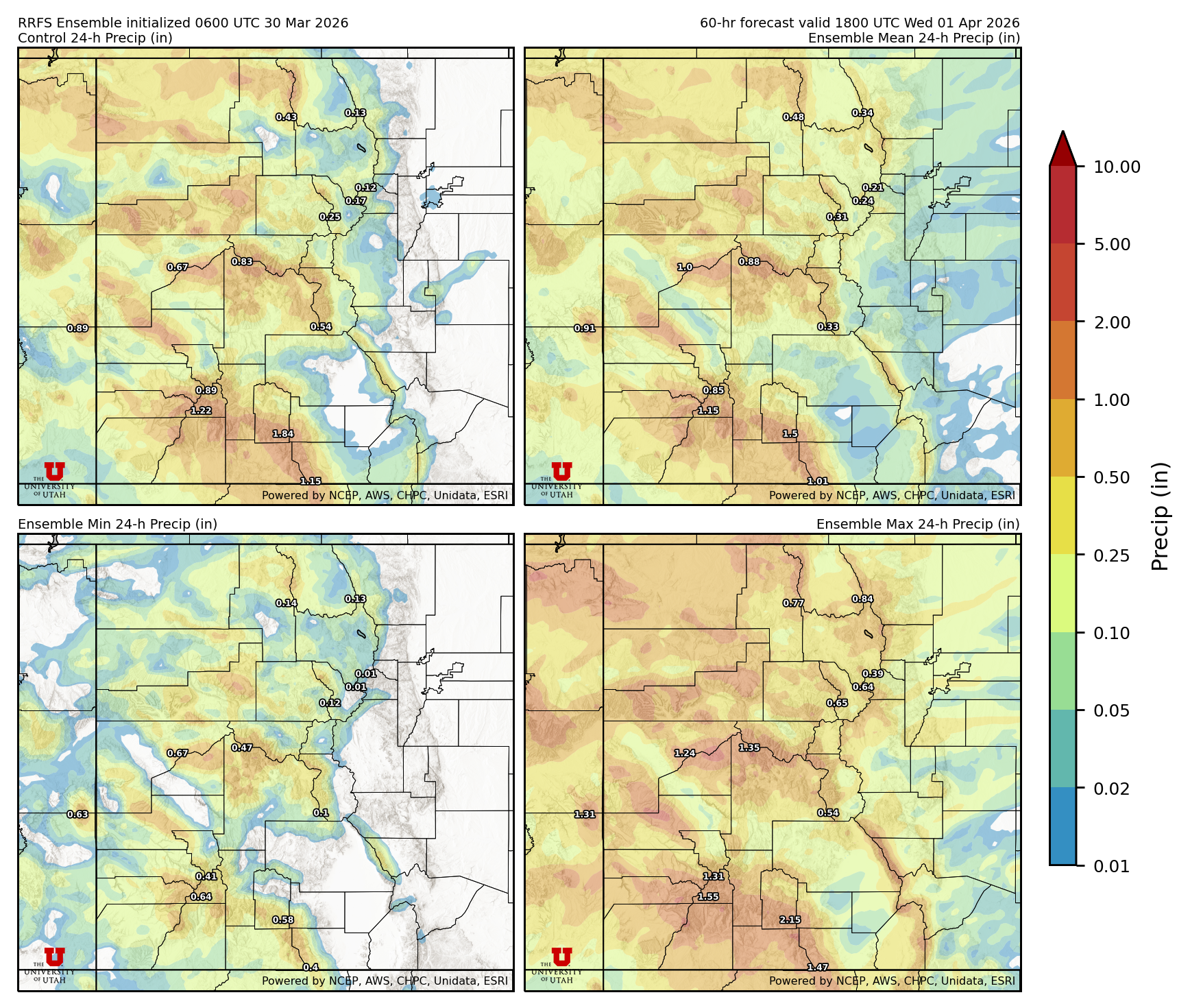 Latest RRFS total precipitation forecast
