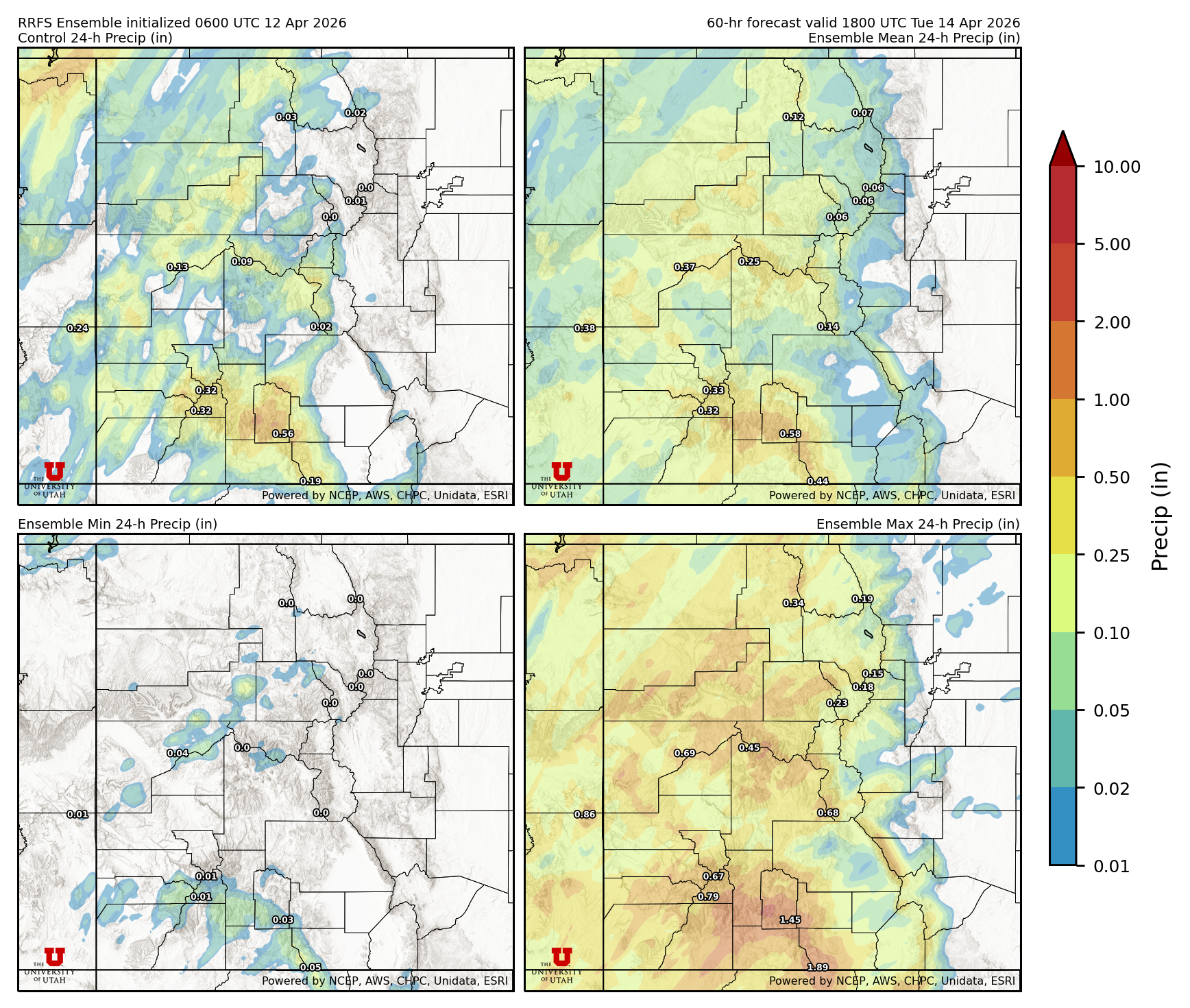 Latest RRFS total precipitation forecast