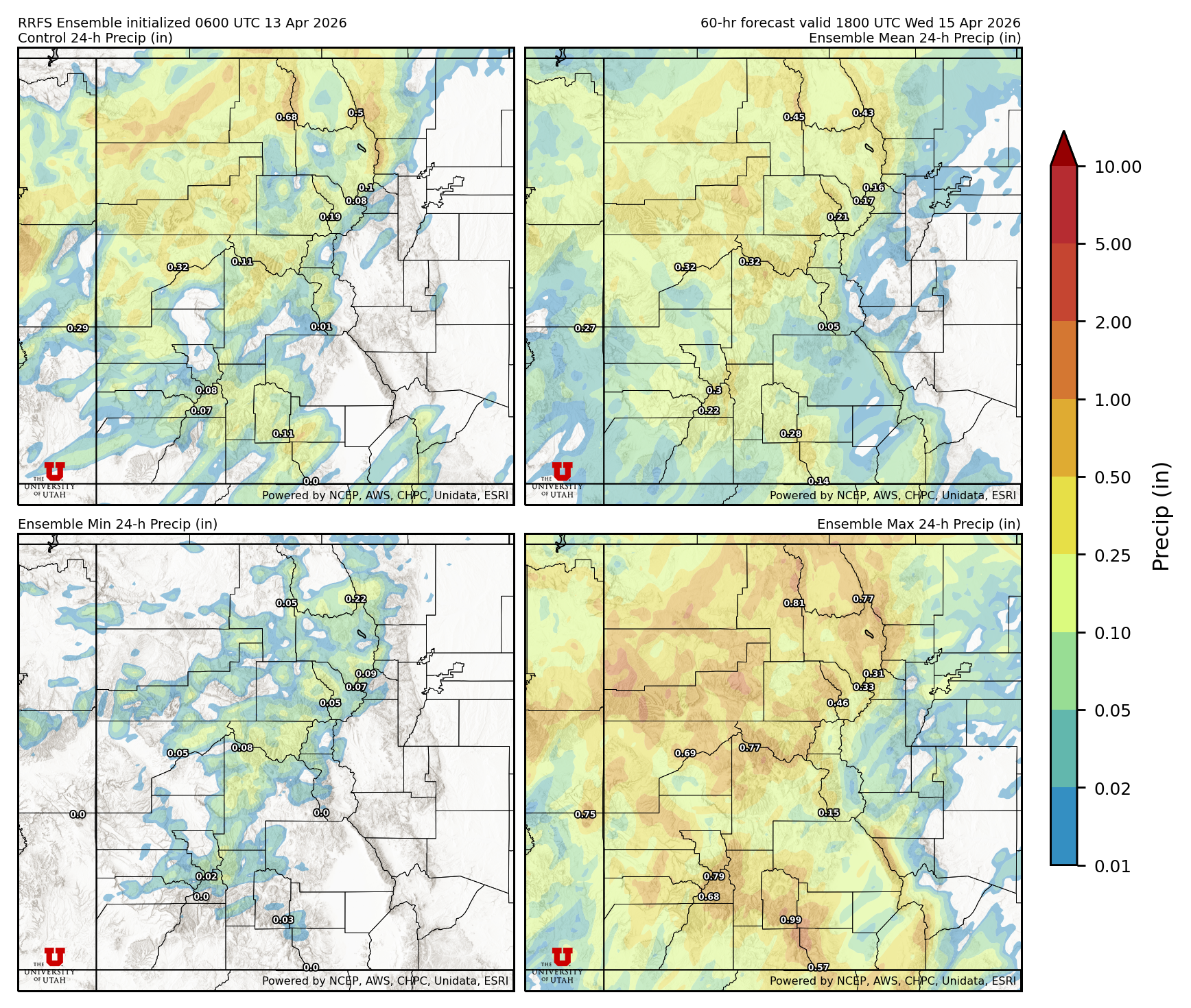 Latest RRFS total precipitation forecast