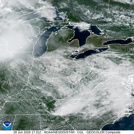 latest image of Central Great Lakes  geocolor