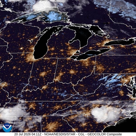 latest image of Central Great Lakes  geocolor