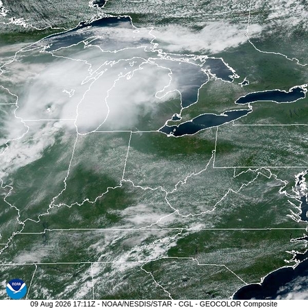 latest image of Central Great Lakes  geocolor