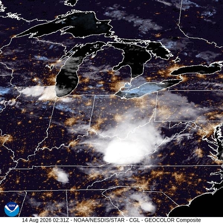 latest image of Central Great Lakes  geocolor