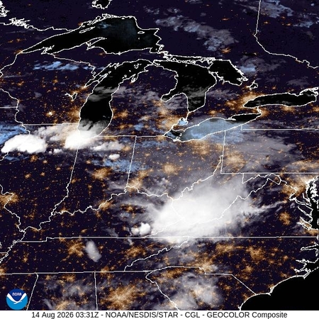 latest image of Central Great Lakes  geocolor