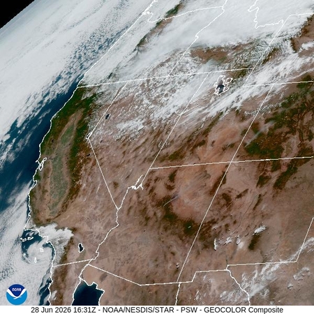 latest image of Pacific Southwest geocolor