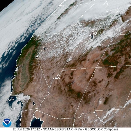 latest image of Pacific Southwest geocolor