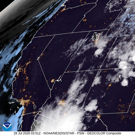 latest image of Pacific Southwest geocolor