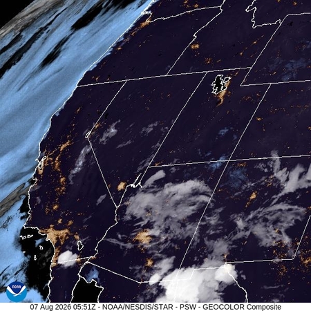 latest image of Pacific Southwest geocolor